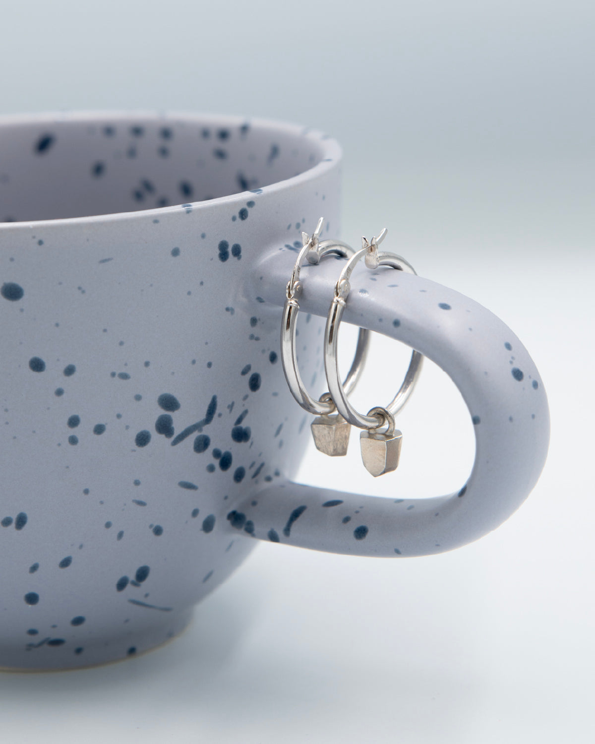 Silver Nugget Hoop Earrings