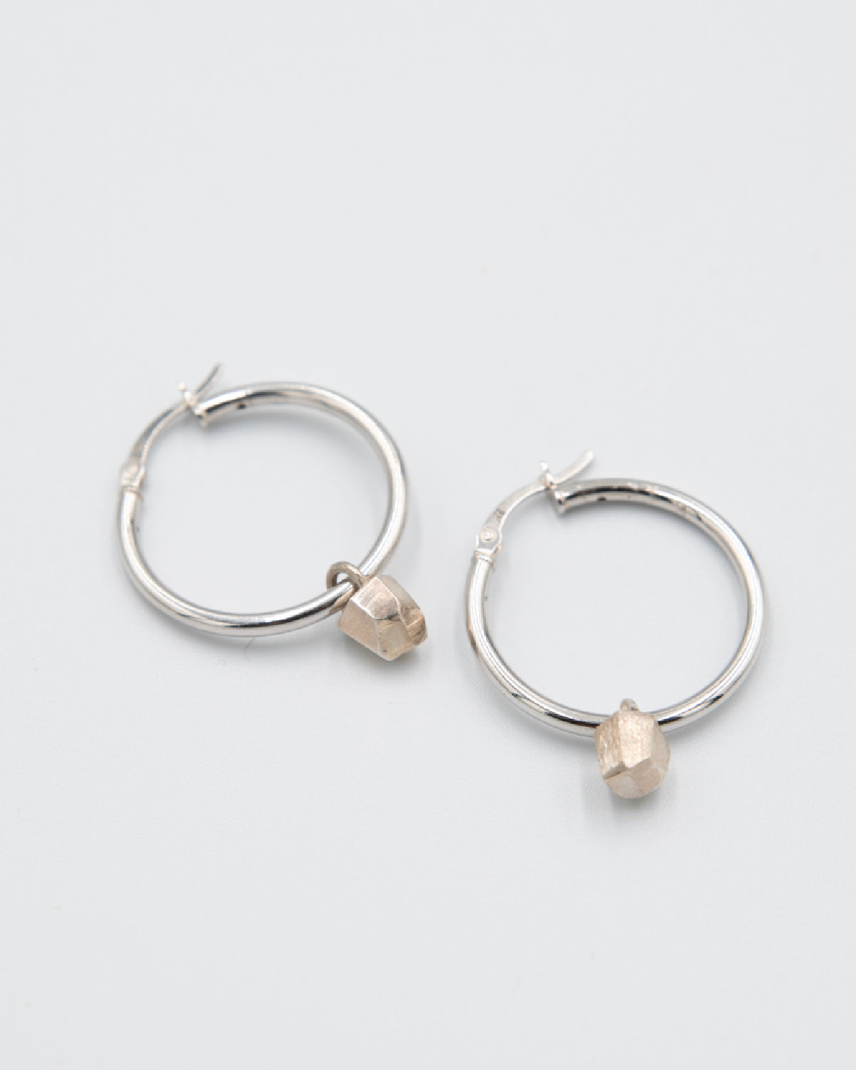 Silver Nugget Hoop Earrings