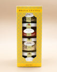 Bella Cucina Piccolo Pesto set with four small jars in a yellow window gift box