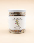 Jar of Bella Cucina Aromatic Wildflower Sugar with a botanical label