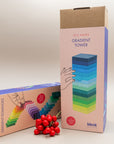Block Design Gradient Tower box beside the Gradient Dominoes box with red berries