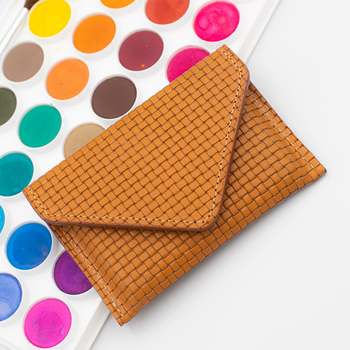 Woven Leather RFID Card Wallet
