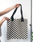 Woven Checkered Tote Bag
