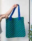 Woven Checkered Tote Bag