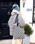 Woven Checkered Tote Bag