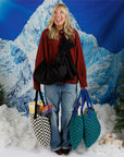 Woven Checkered Tote Bag