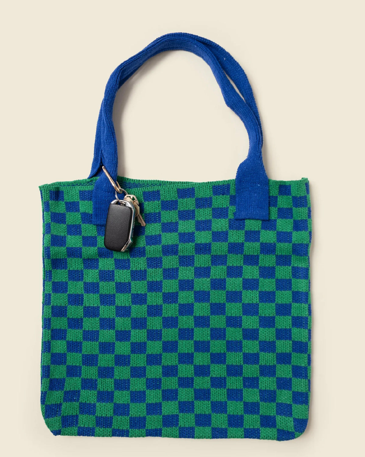 Woven Checkered Tote Bag