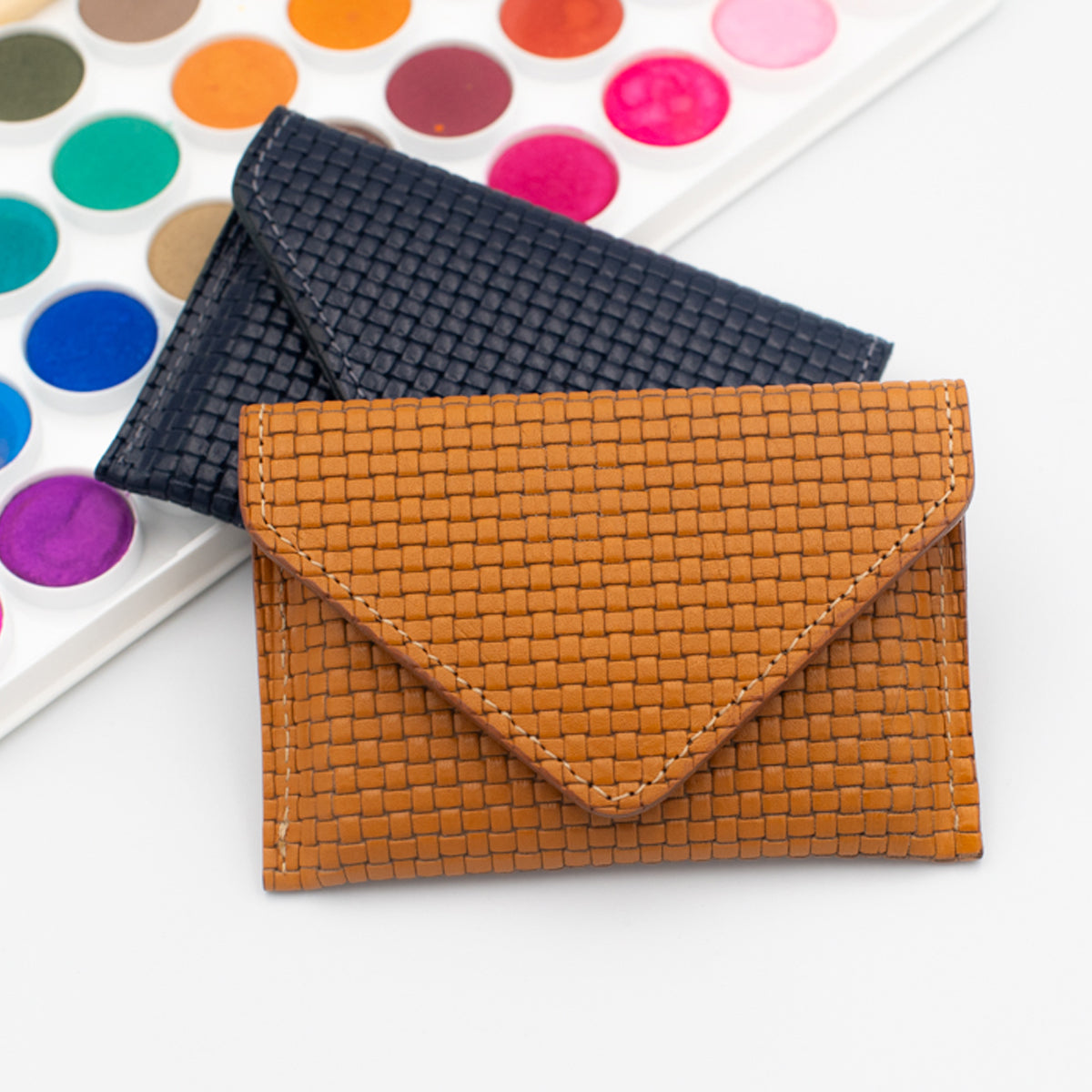 Woven Leather RFID Card Wallet