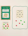 Cotton Twist Roman Tic Tac Toe kit: green envelope, wooden board and red and green tokens