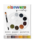 Mini paper watercolor palette in Good Earth browns, greens and grays with a small brush