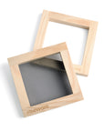 Pine wood mold with mesh screen and matching deckle frame from the paper making kit