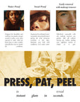 Fazit graphic showing the patches are waterproof, sweat-proof and easily removed