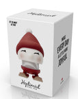 Hoptimist Skiing Bimble figure in front of its white box