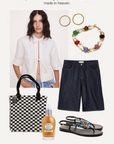 Summer linen outfit ideas style guide featuring six easy outfit formulas with linen dresses, shorts, sets, and accessories.