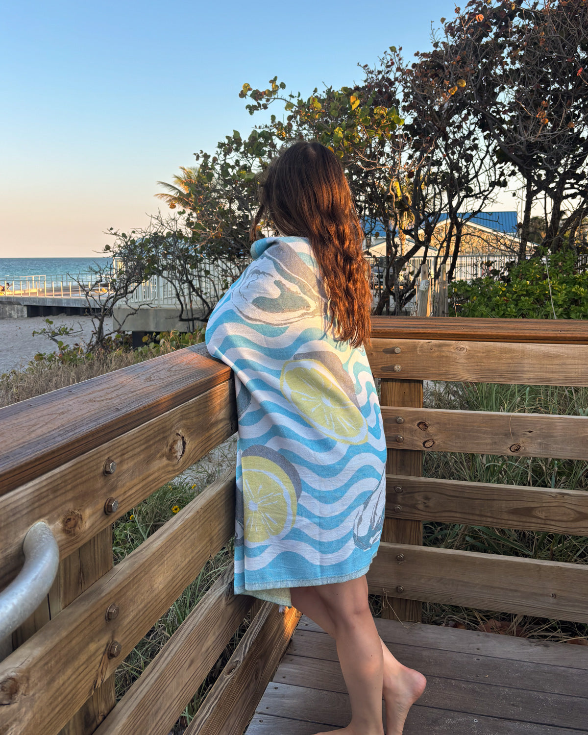 Oyster & Lemon Turkish Cotton Beach Towel | Small Business Gift