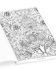 Open William Morris coloring book page of pomegranate and flower line art