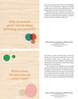 Two Knock on Wood cards asking why we shake hands and where the thumbs-up comes from