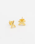 dainty 'X' gold stud earrings