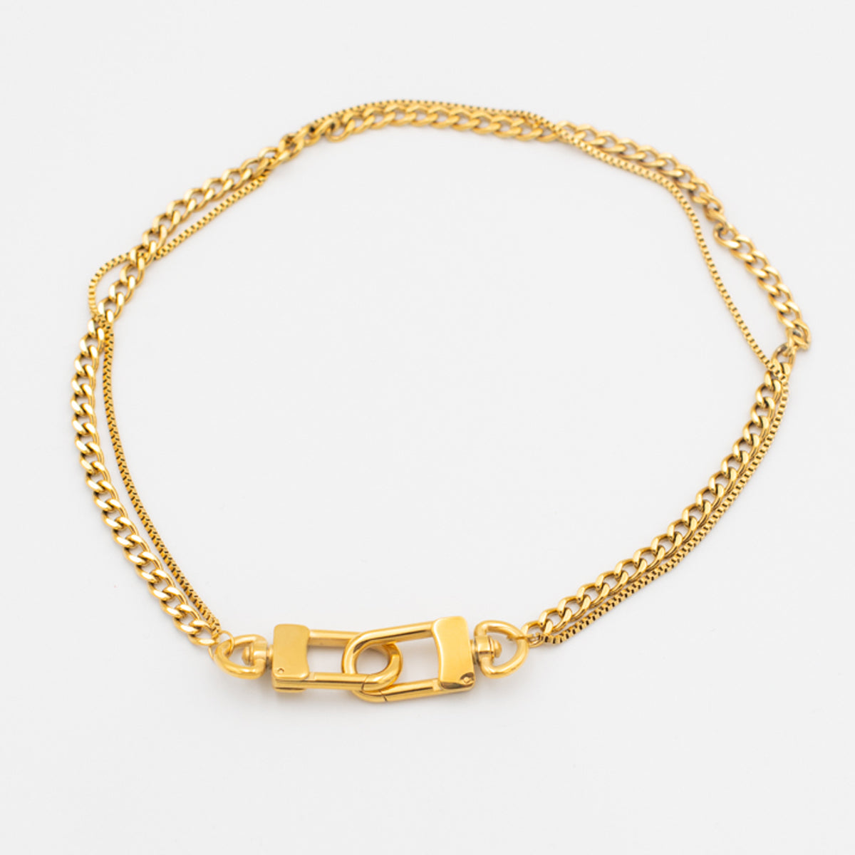 gold double chain necklace