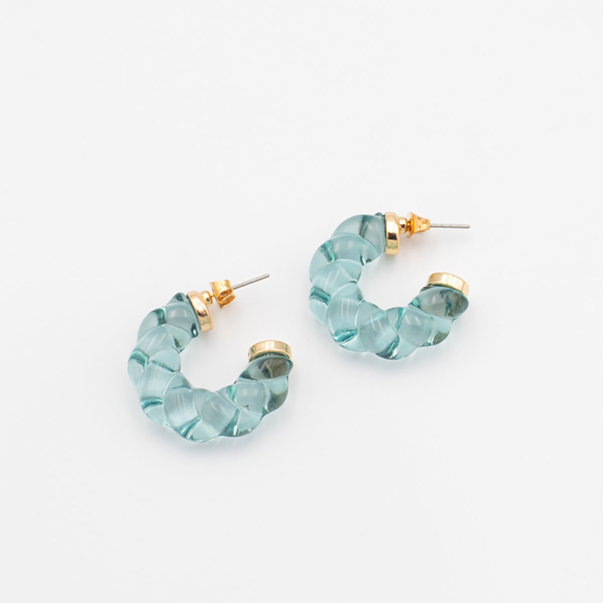 blue resin hoop earrings