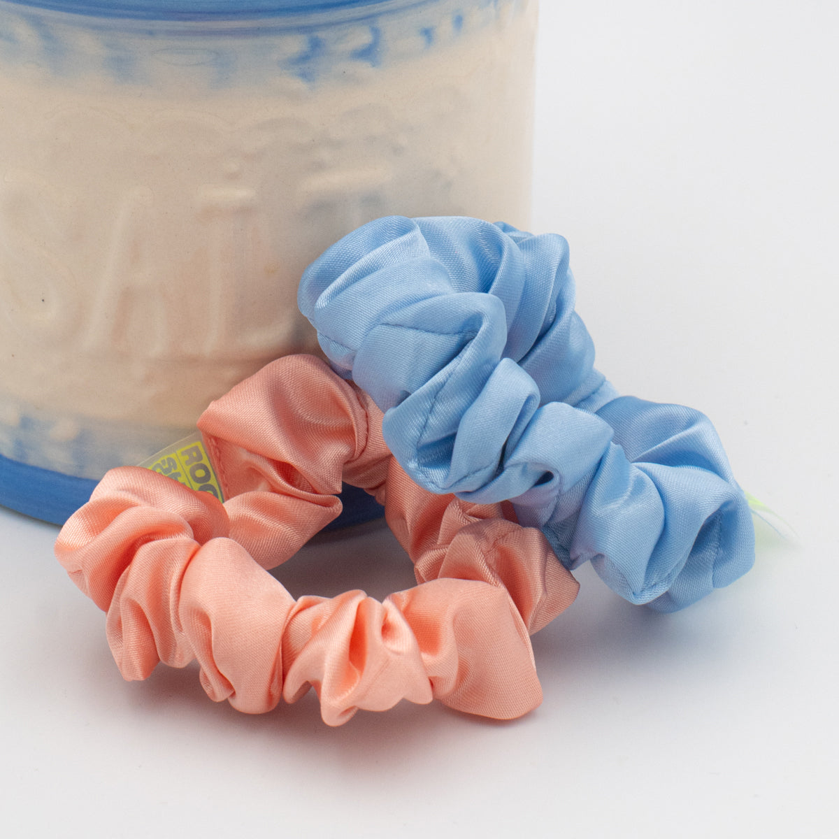 pink and blue baby satin scrunchie bundle
