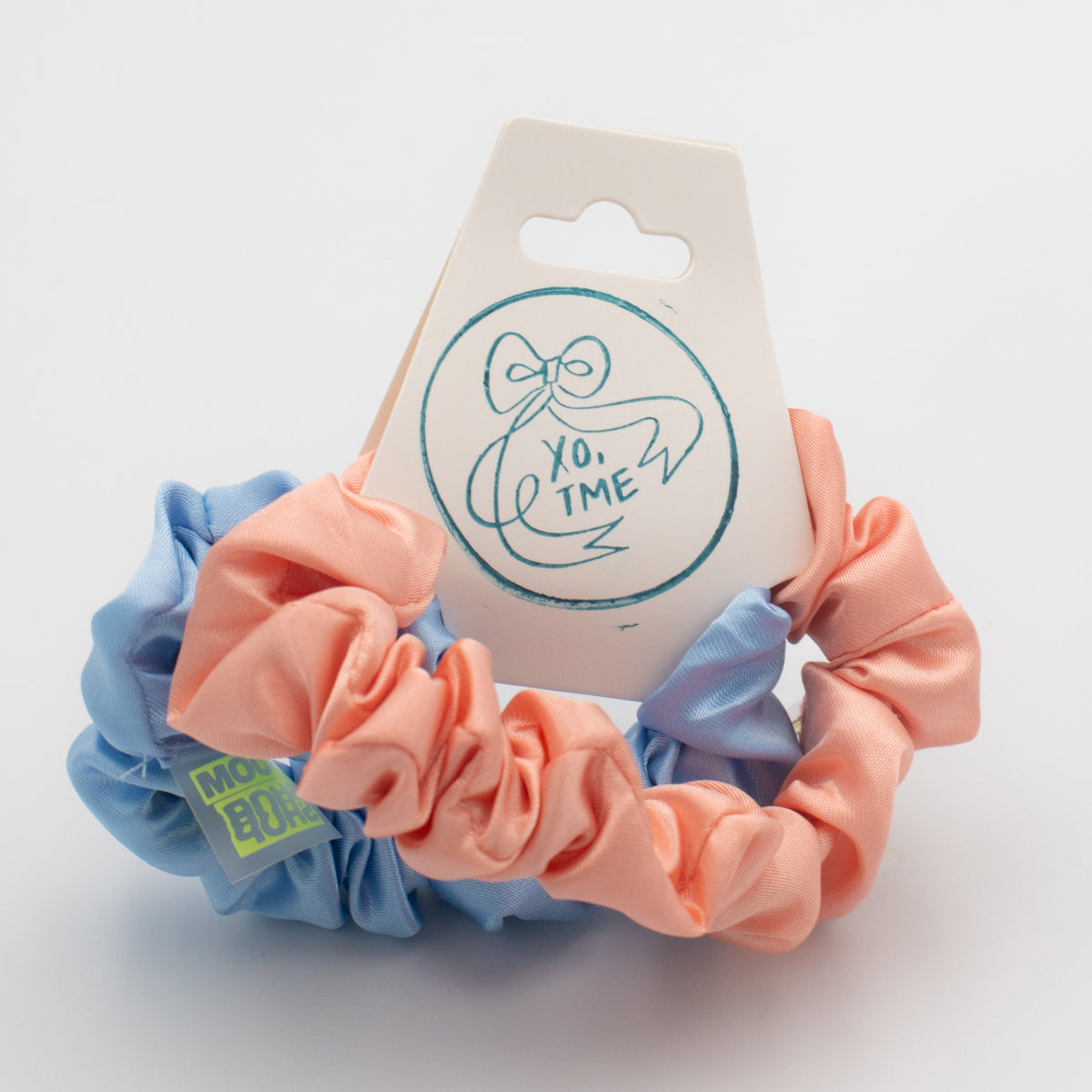 pink and blue baby satin scrunchie bundle