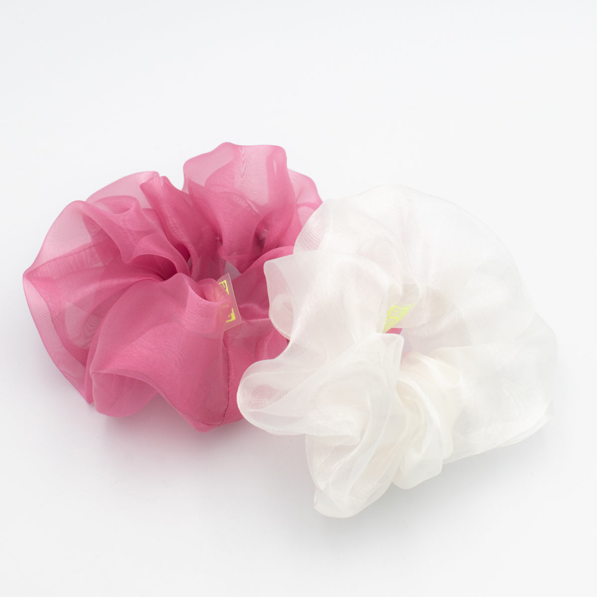 pink and white organza "cloud" scrunchies