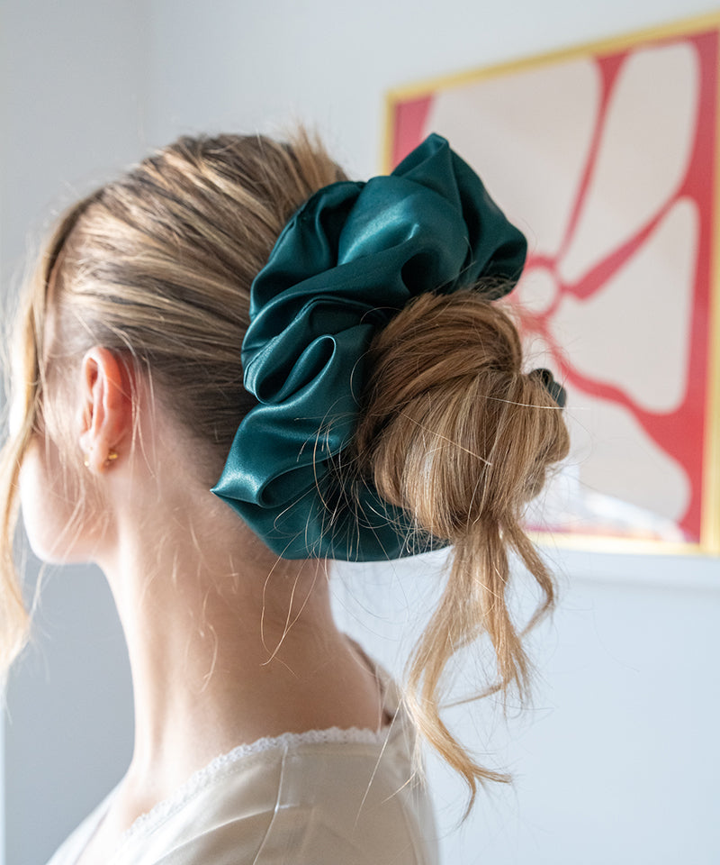 Giant Satin Scrunchie | Deep Teal