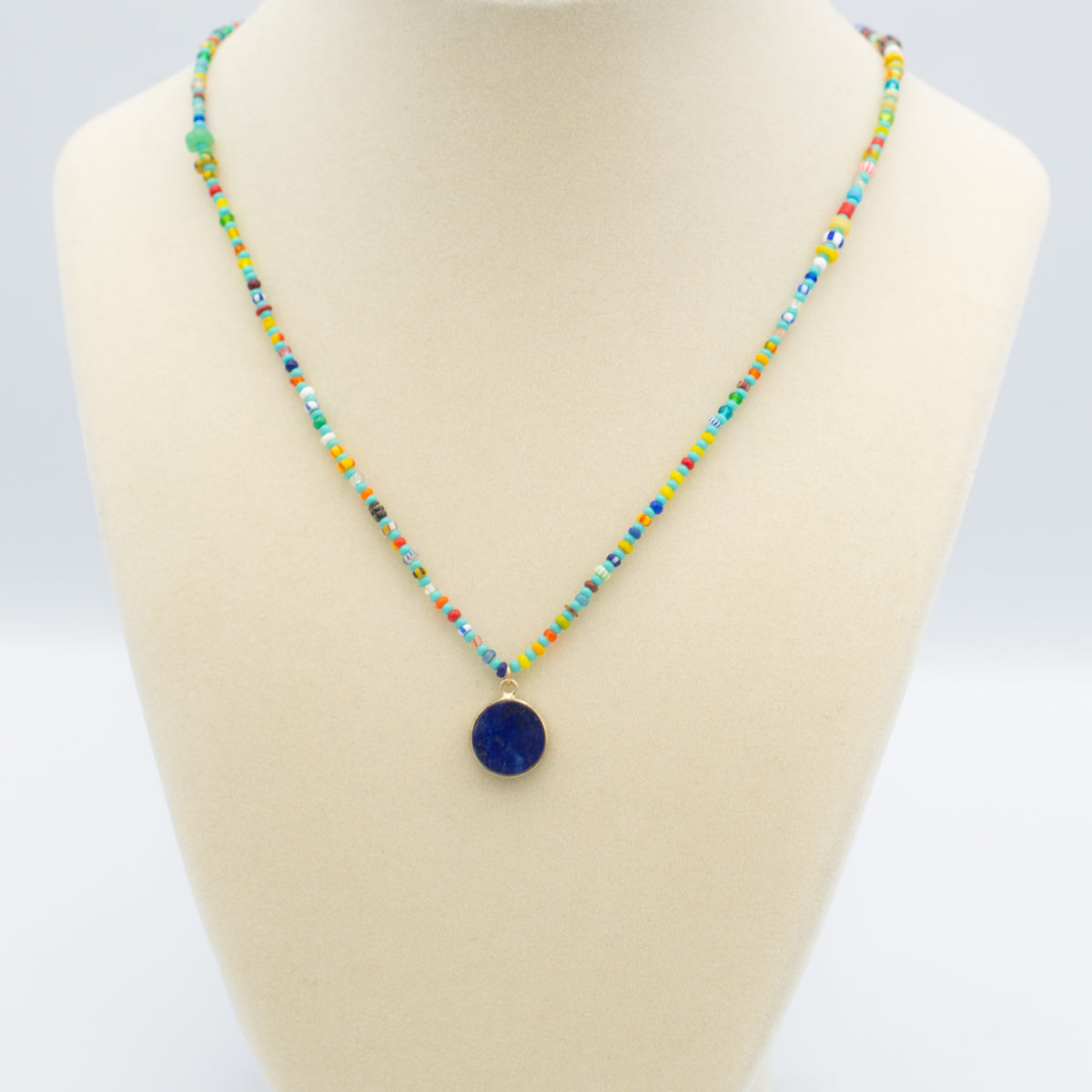 African Seed Bead Gemstone Necklace