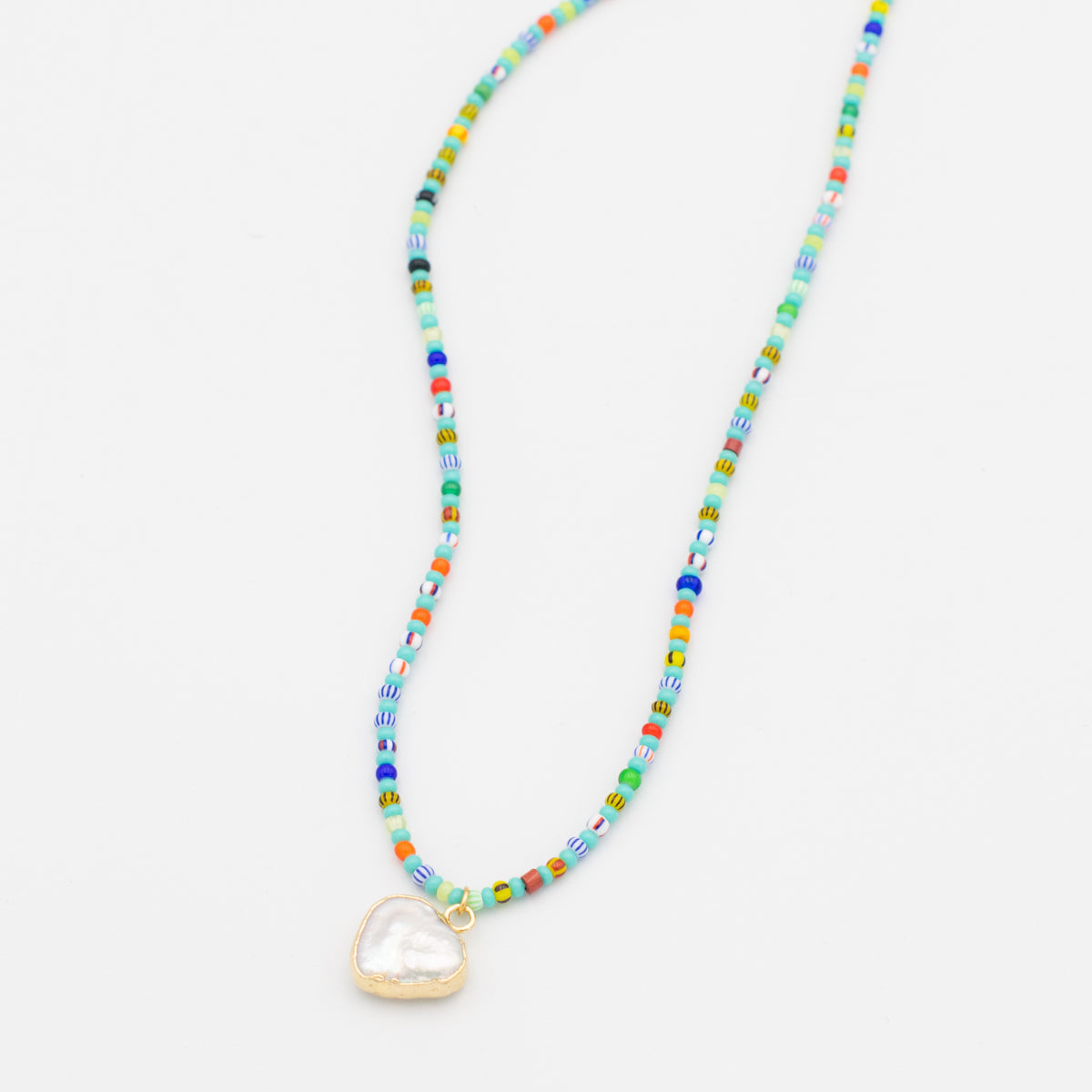 African Seed Bead Gemstone Necklace