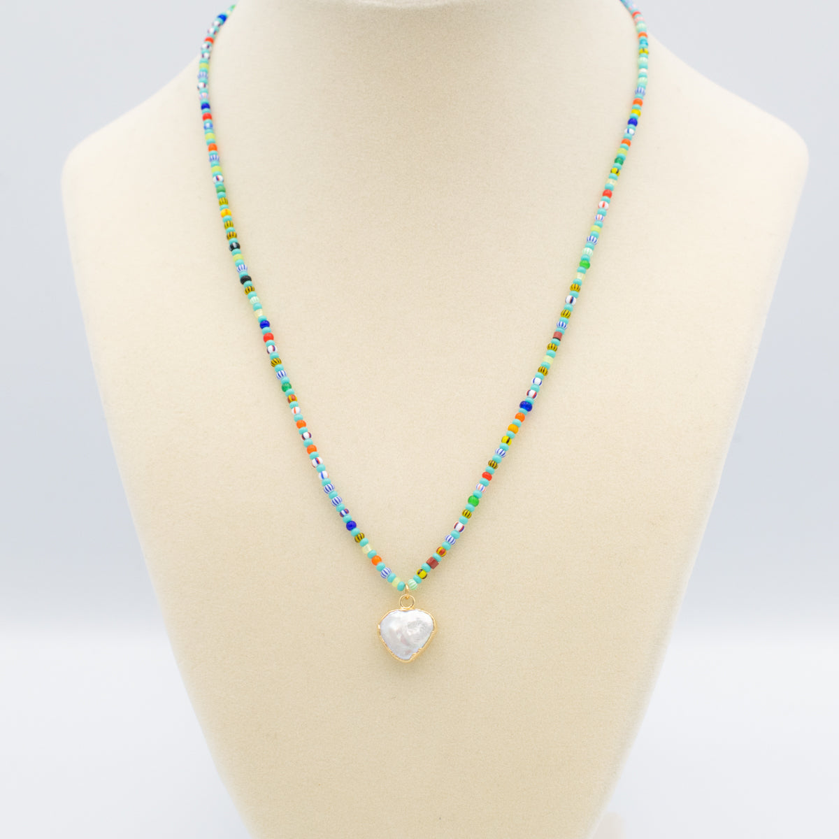 African Seed Bead Gemstone Necklace