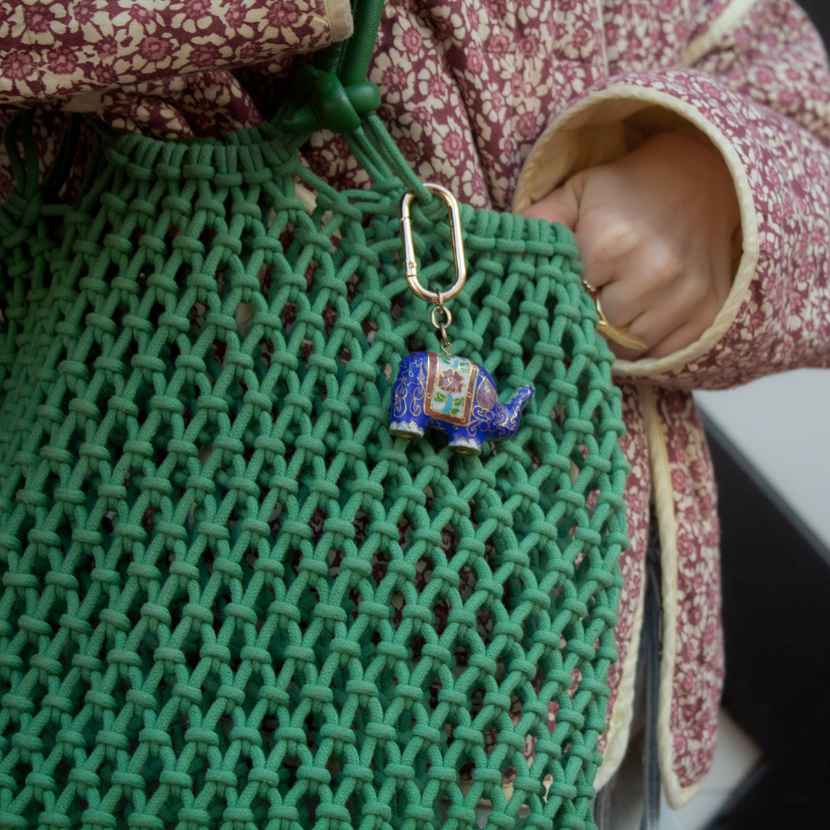 Vintage Cloisonné Elephant Bag Charm