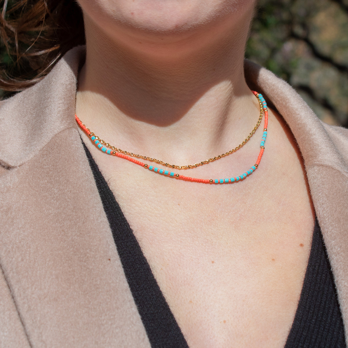 Chain + Beaded Necklace Set