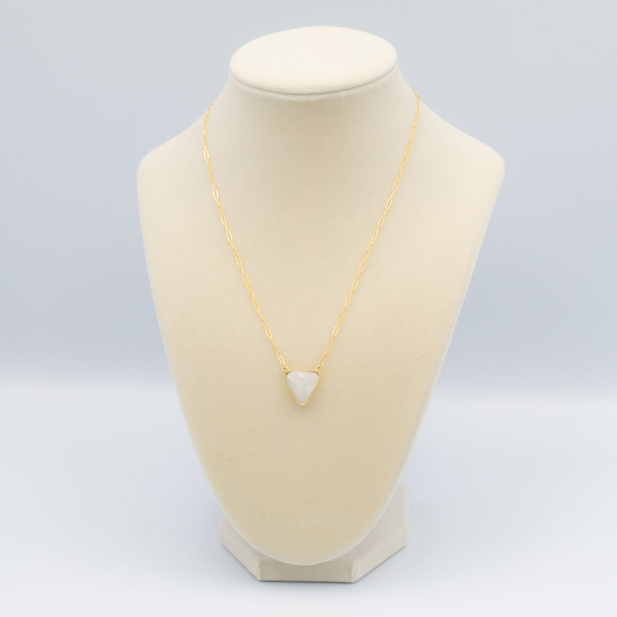 moonstone gold-filled pendant necklace on paperclip chain