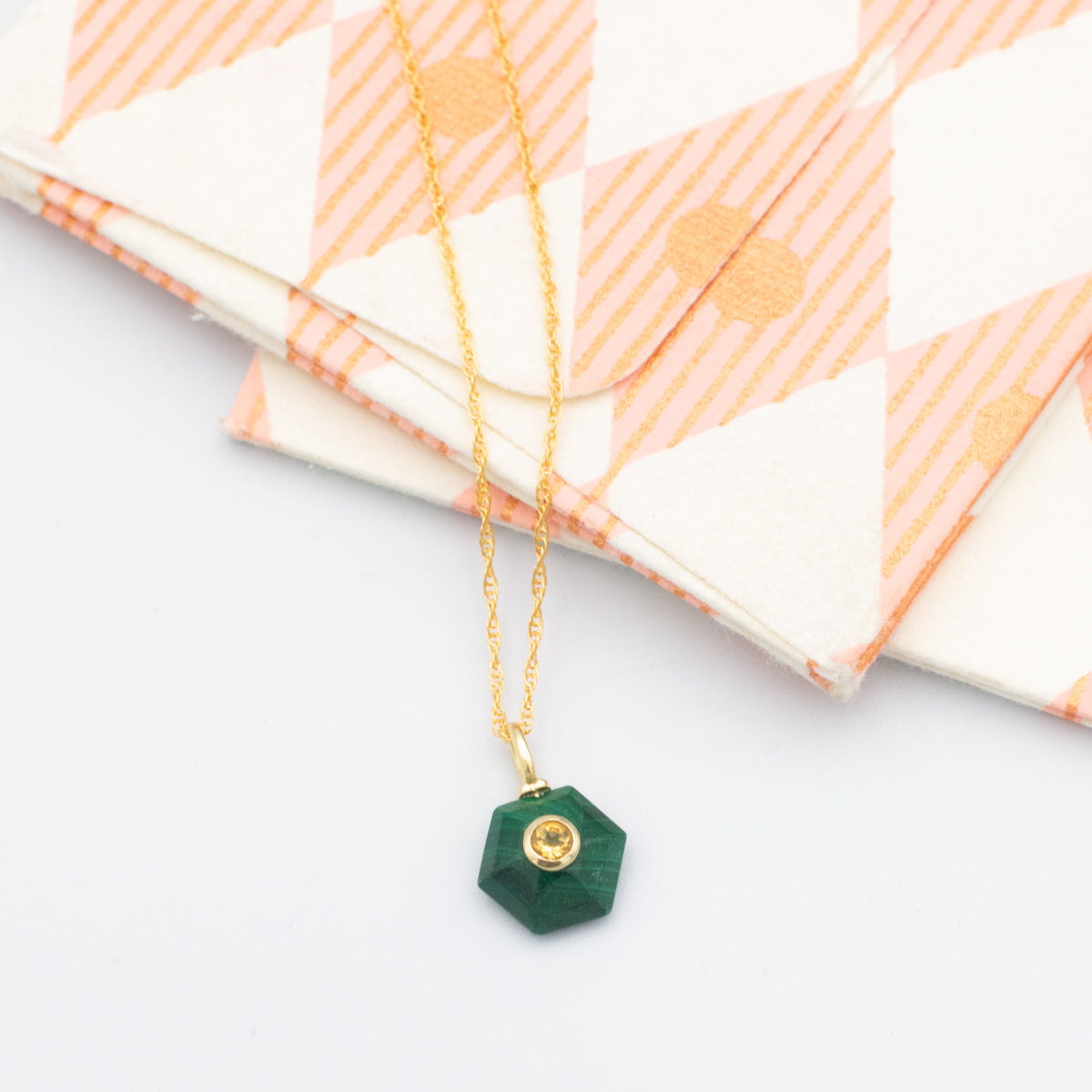 Malachite Pendant With Set-In Citrine