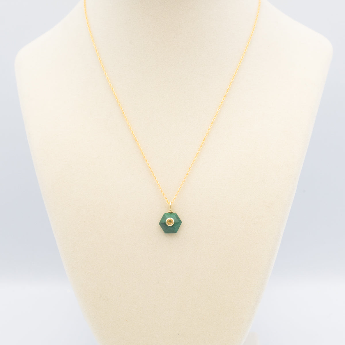 Malachite Pendant With Set-In Citrine