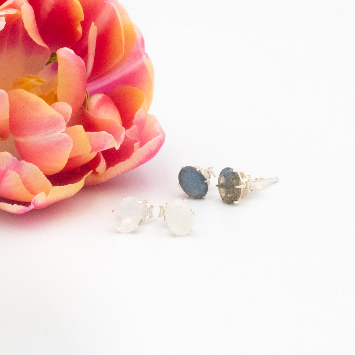 Sterling Silver Gemstone Studs