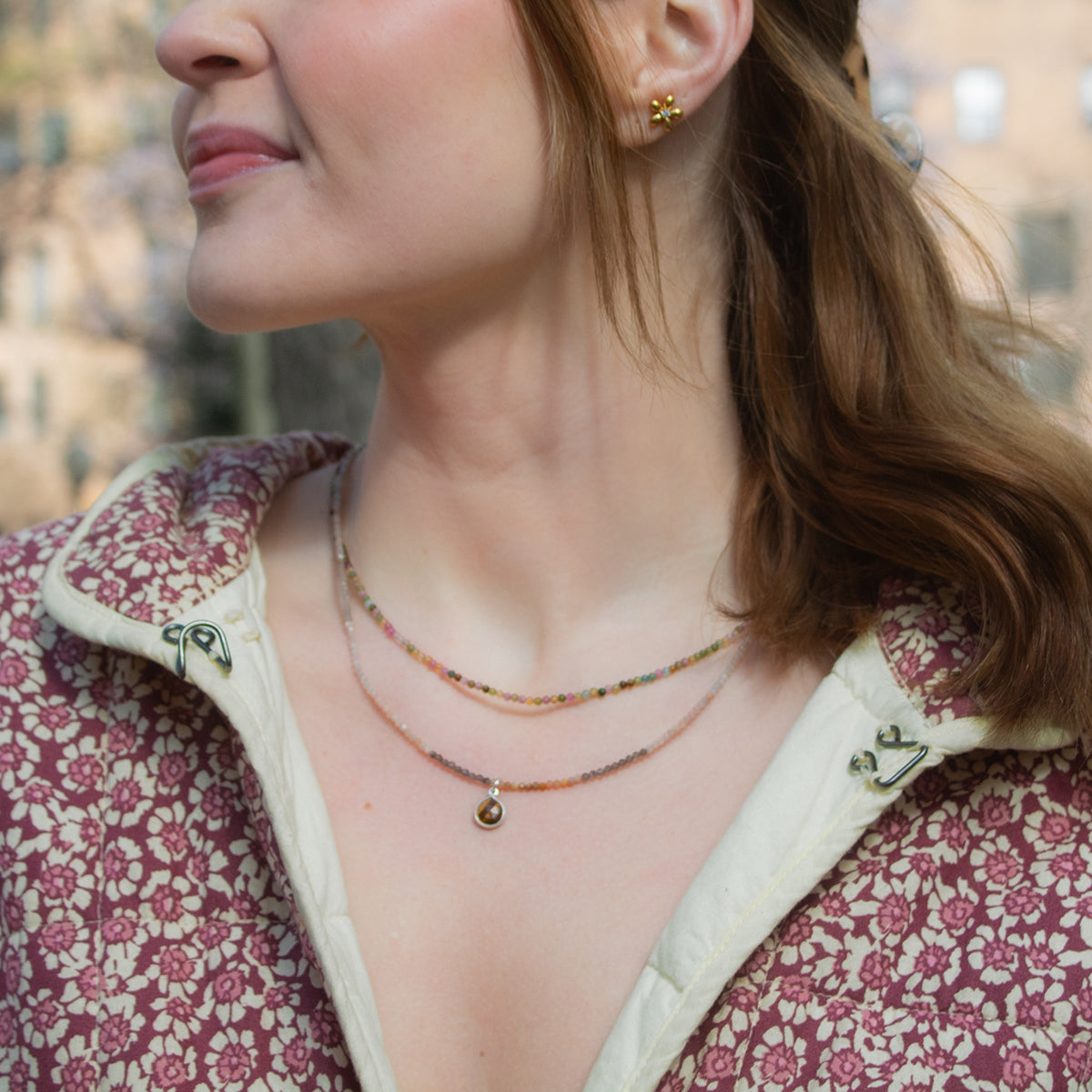 Tiger's Eye + Ocean Moonstone Beaded Necklace