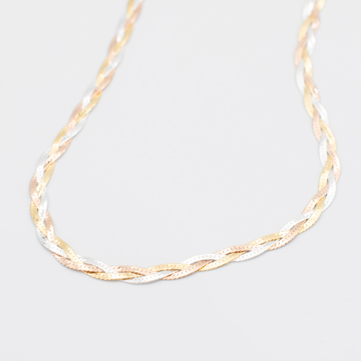 Braided 3-Tone Chain Necklace