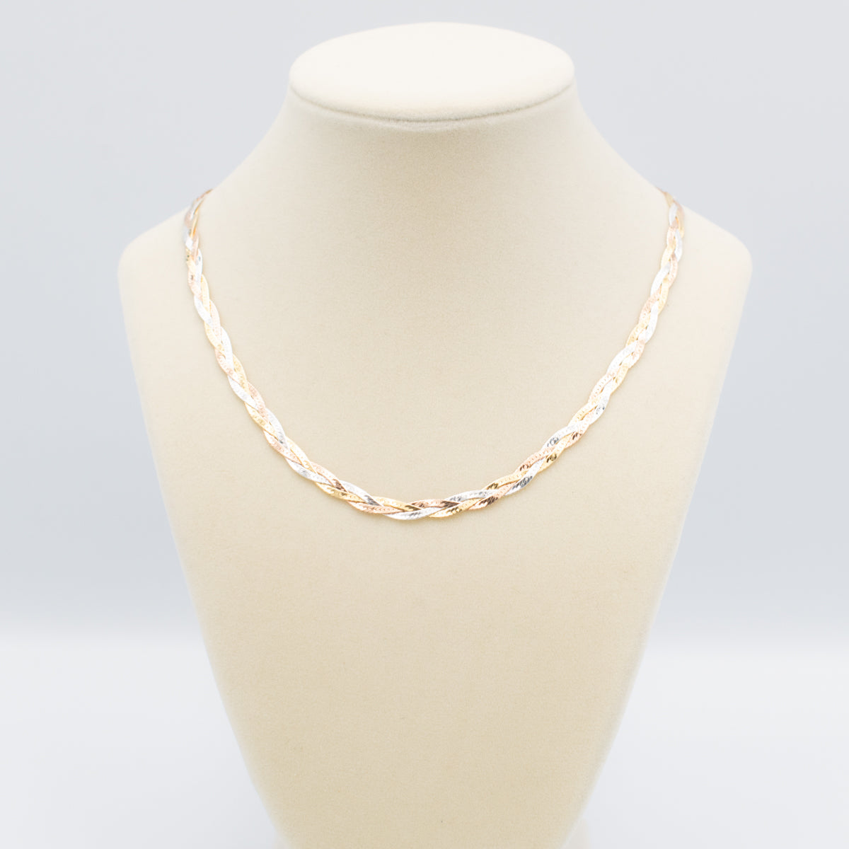 Braided 3-Tone Chain Necklace