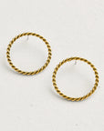 Sailors Valentine brass Rope Hoop earrings on a white background