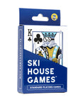 Ski House Games standard playing cards box with a skier King of Clubs on the front