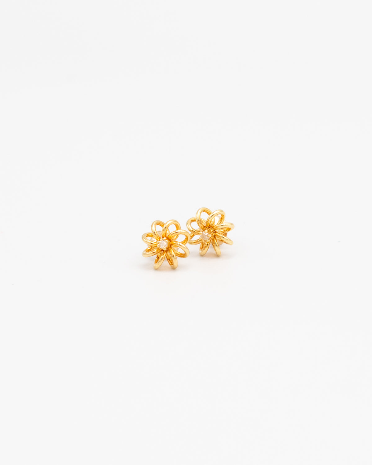 Vintage Petal Twirl Studs W/ Diamond