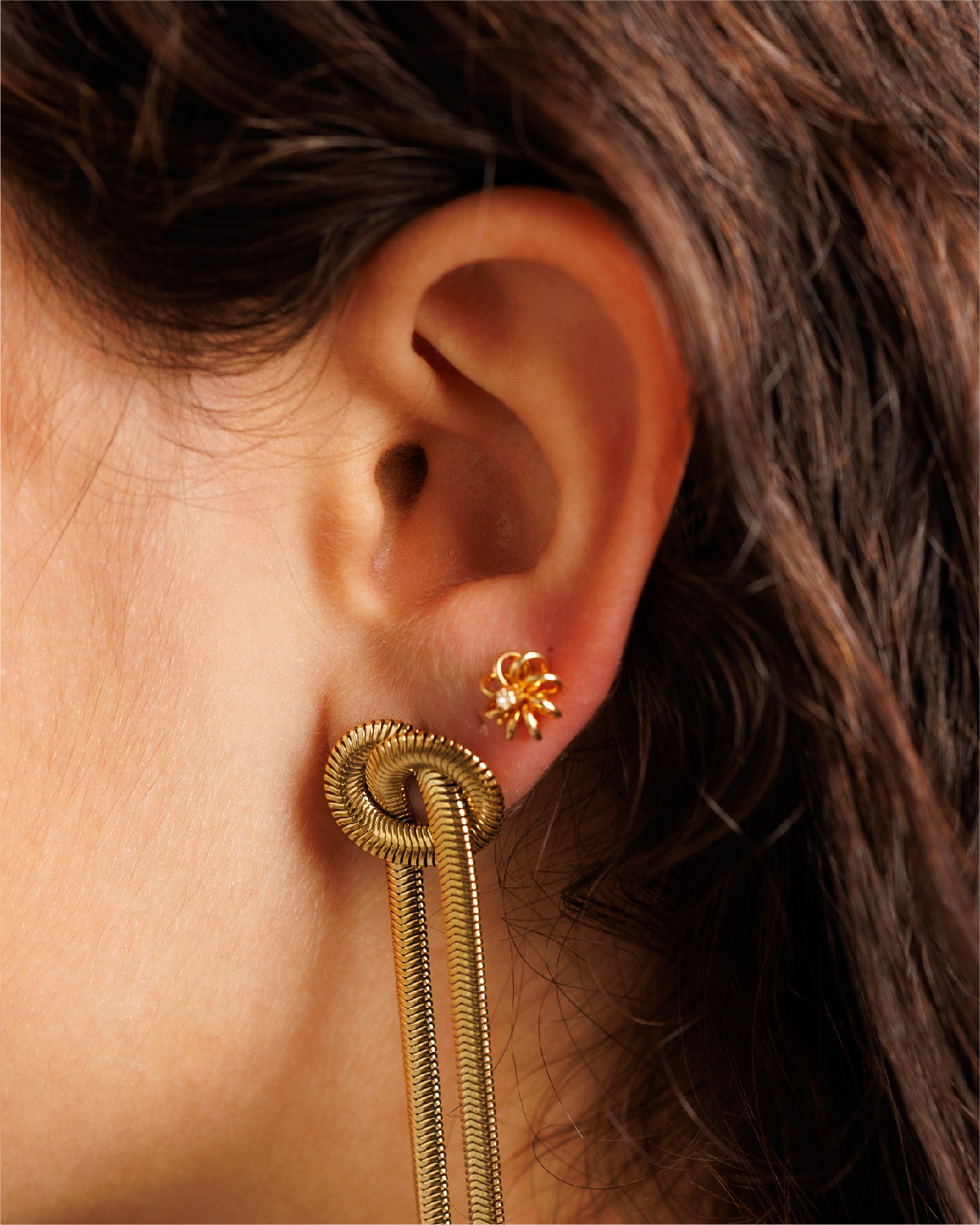 Vintage Petal Twirl Studs W/ Diamond