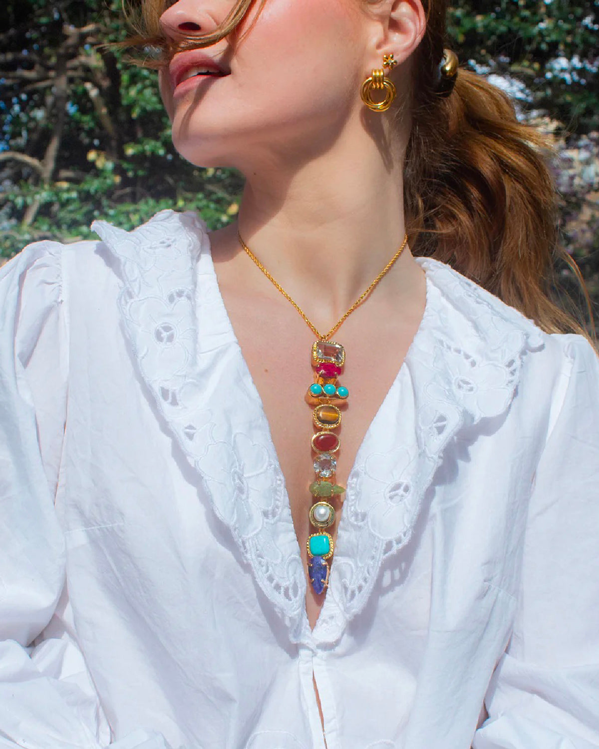 Gemstone Tie Necklace