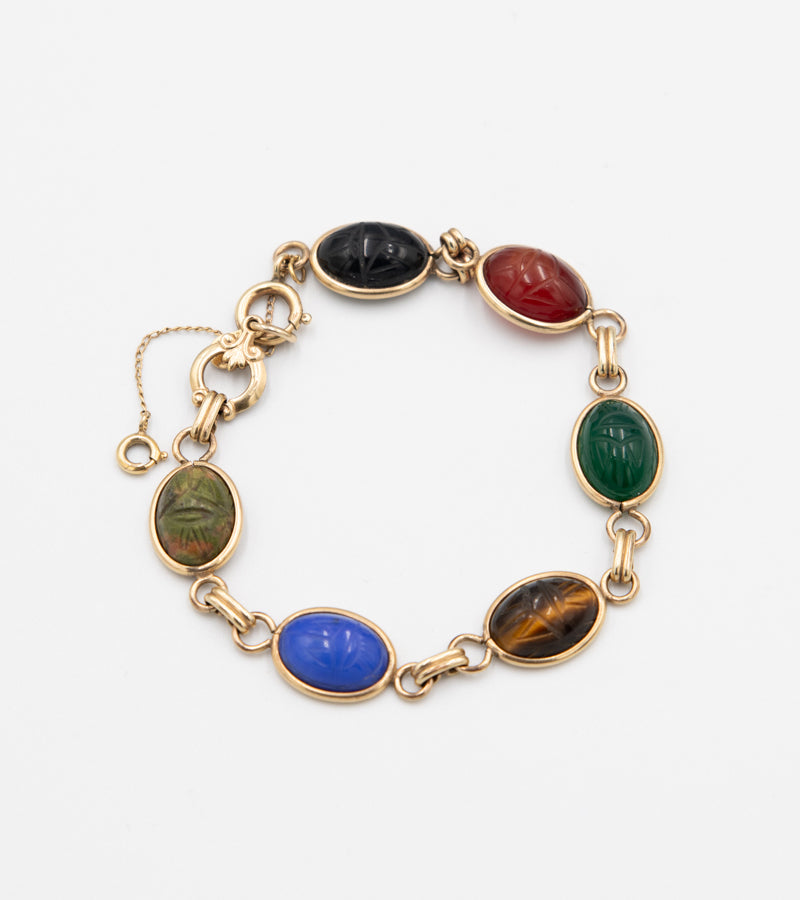 Vintage Scarab Bracelet (With Chain Guard)