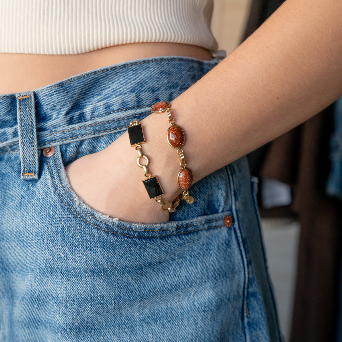 Antique Goldstone Bracelet