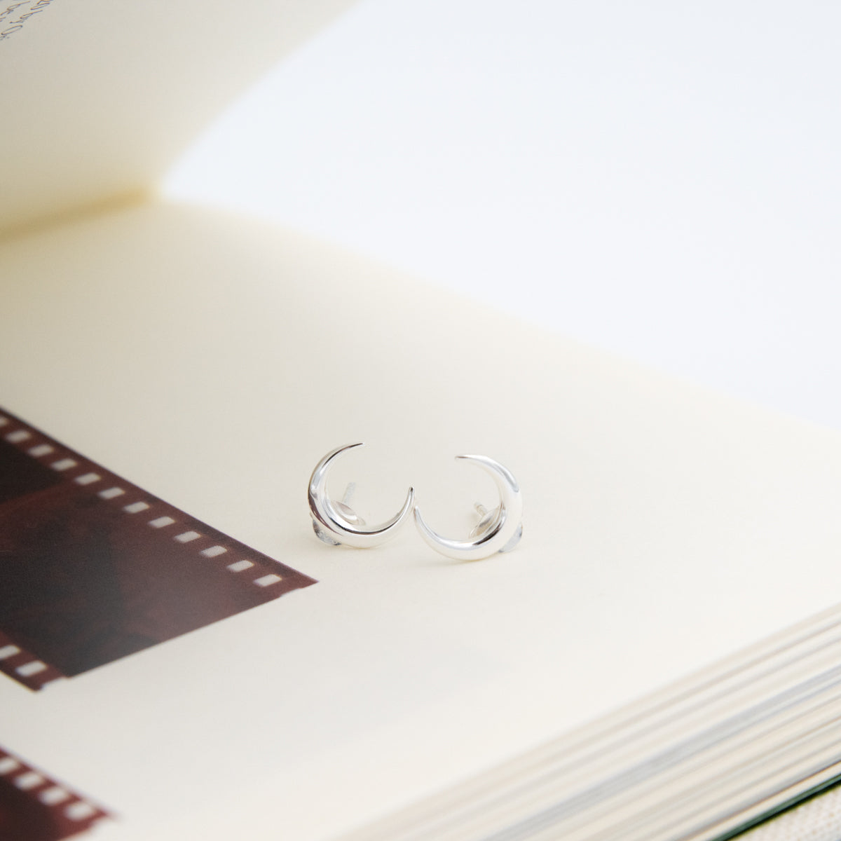 Sterling Silver Moon Studs