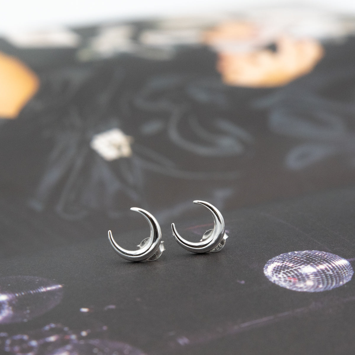 Sterling Silver Moon Studs