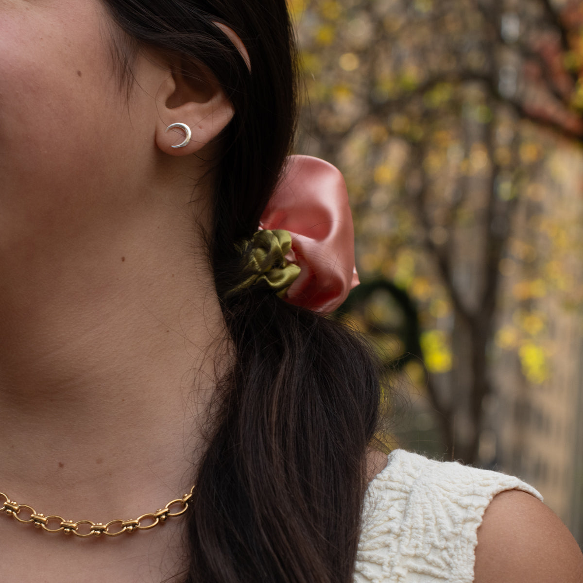 Sterling Silver Moon Studs